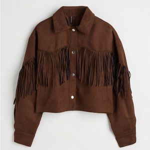 Faux suede fringe brown jacket HM SZ S